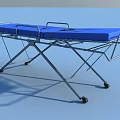 Commercial Medical Stretcher with Blue Mattress Wheels Metal Frame and Straps
