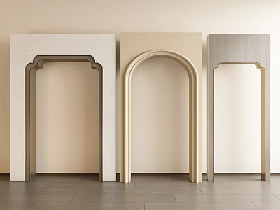 Three Modern Door Arches In Beige White And Silver Minimalist Designs 3d model