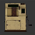 Vintage Commercial Equipment Old Fashioned Cash Register With Green Panel Red Buttons And Classic Design