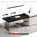 Modern Bar Counter Interior With Black Top Metallic Chairs And Vase Decoration