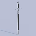 Medieval Long Sword Weapon with Metal Hilt Silver Pommel Sharp Blade and Black Scabbard