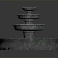 Multi Tiered Stone Fountain With Circular Base And Green Border 3d model