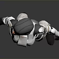 Game and Movie Character in Futuristic White Gray Armor Suit With Helmet and Yellow Accents