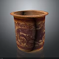 Reddish Brown Decorative Pottery Container With Intricate Animal Patterns For Home Decoration Use