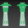 White Tower Shaped Multi Layered Traditional Chinese Architectural Components With Canopy Top 3d model