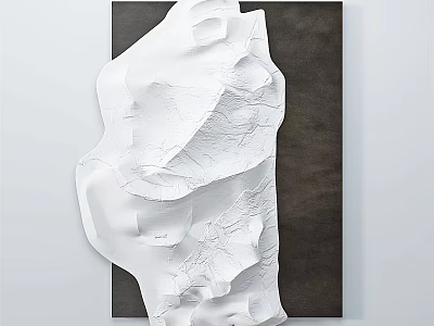 Modern 3D White Wall Decor with Textured Design on Dark Background Panel 3d model