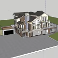 Two Story Detached House Exterior With Brick Siding Large Windows Chimney And Trees