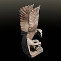 Realistic Landscape Sculpture of Eagle with Spread Wings and Clawed Feet