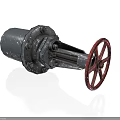 Industrial Gray Valve Equipment With Red Wheel And Metal Components