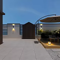 Modern Courtyard Garden Decor With Cozy Outdoor Seating Area And Lush Green Plants Design