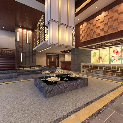 New Chinese Hall Hotel Lobby 3d model New Chinese Hall Hotel Lobby 3d model