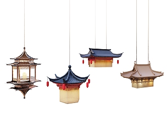 Chinese Chandelier Ancient Chandelier Combination 3d model