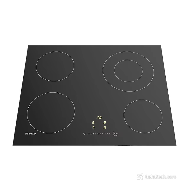Miele Black Glass Induction Cooktop With Four Burners And Digital Controls 3d model 