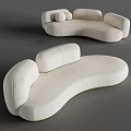 Modern White Curved Irregular Sofa With Unique Shape And Soft Fabric Design 3d model