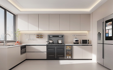 modern cream kitchen 3d model