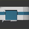 Modern Computer Console With Curved Design Multiple Seats And Blue White Accents