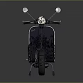 Vintage Black Scooter With Classic Design Side Mirrors And Leather Seat