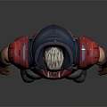 Game Movie Character With White Hair Red And Gray Armor Shoulder Pads Gloves And Boots