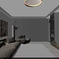 Bright Modern Minimalist Living And Dining Room Interior With Comfortable Soft Sofa And Elegant Decor