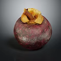 Fresh Ripe Mangosteen Fruit With Purple Red Skin And Petal Like Calyx