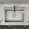 Modern Single Bowl Stainless Steel Kitchen Sink With Faucet On Marble Countertop