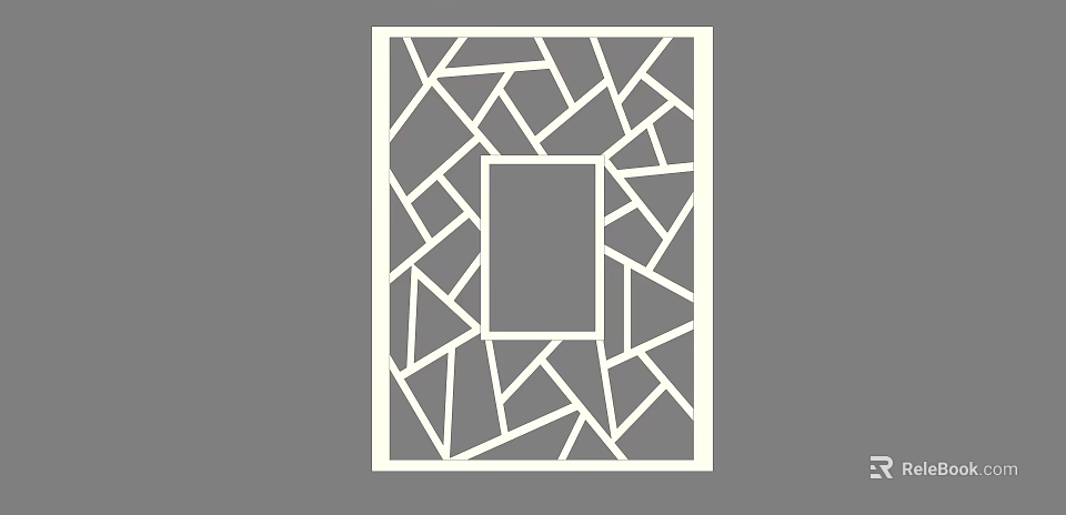 Modern Decorative Partition With Geometric Hollow Design And Rectangular Center 3d model