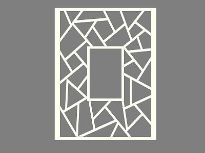 Modern Decorative Partition With Geometric Hollow Design And Rectangular Center 3d model