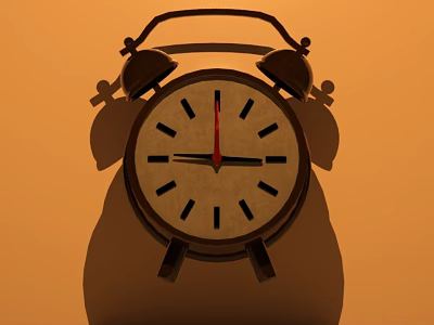 Vintage Alarm Clock With Classic Face And Bell Design On Orange Background 3d model