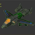 Green And Gray Toy Airplane Model With Blue Stripes Yellow Cockpit Wings And Engines