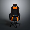 Black And Orange Ergonomic Gaming Chair With Adjustable Armrests And Wheels