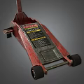 Red Hydraulic Jack With Long Handle And Metal Base For Vehicle Maintenance