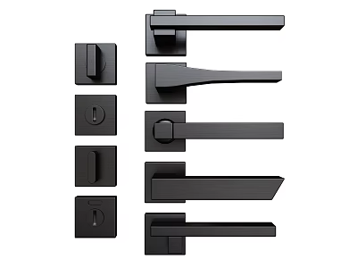 Black Door Handles With Various Modern Styles For Home Interior Design 3d model