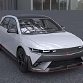 White Modern Hatchback Car With Black Wheels Red Accents And Sporty Front Design 3d model