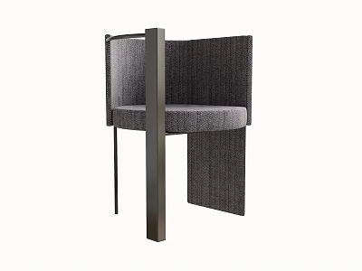 Stylish Modern Accent Chair with Gray Fabric Upholstery and Metal Frame Structure 3d model
