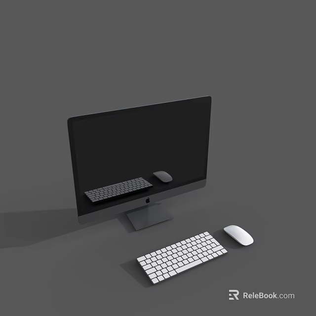 Sleek Modern Desktop Computer Monitor Setup With Wired Keyboard And Wireless Mouse 3d model 