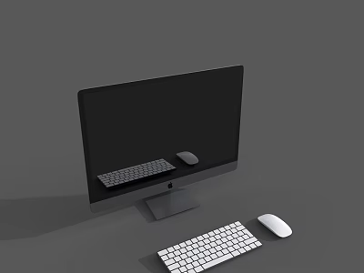 Sleek Modern Desktop Computer Monitor Setup With Wired Keyboard And Wireless Mouse 3d model