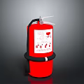 Red Fire Extinguisher With Black Hose And Instruction Label For Household Use
