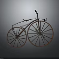 Vintage High Wheel Bicycle With Red Wheels And Black Classic Frame Design