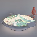 Commercial Interactive Display Table With 3D Terrain Model And Surrounding Screens For Business Presentations