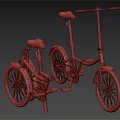 Two Red Foldable Bicycles With Black Seats Sturdy Frames And Urban Style 3d model