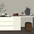Modern Dressing Table Dressing Table Dressing Stool Crystal Stool Makeup Mirror Dressing Table Makeup Table 3d model