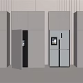 White Modern Refrigerators With Double Door And Open Door Design In Showroom