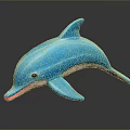 Vibrant Blue Dolphin Decorative Figurine With Glossy Surface And Pink Mouth Details