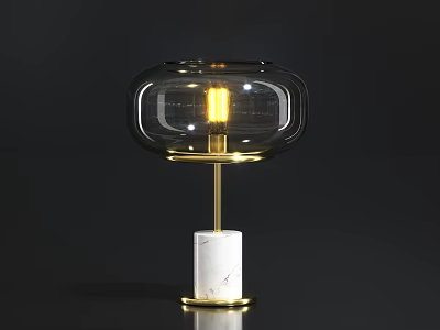 Modern Table Lamp Featuring Clear Glass Shade Gold Metal Stand And Marble Base 3d model