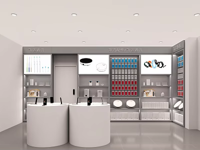 Modern Digital Store Interior With Electronics Gadgets On Display Counters And Shelves 3d model