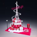 Eiffel Tower Themed Festive Display with Red Gift Boxes Snowflakes and Street Lamp