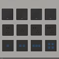 Modern Gray Switch Panels With Multiple Types Switches Outlets And USB Ports 3d model