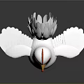 White Chicken 3D Game Character With Red Comb Yellow Beak Claws And Open Wings
