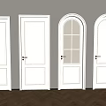 White Hinged Doors With Diverse Designs Gold Handles And Glass Panels For Home