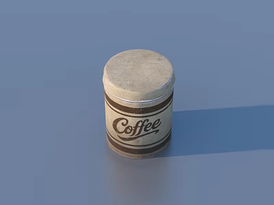 Vintage Coffee Storage Can For Household Kitchen Daily Use With Striped Design And Lid 3d model